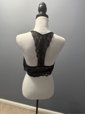 NEW•Sugared + Bronzed Black Lace Racerback Delicate Lace Bralette- 3X